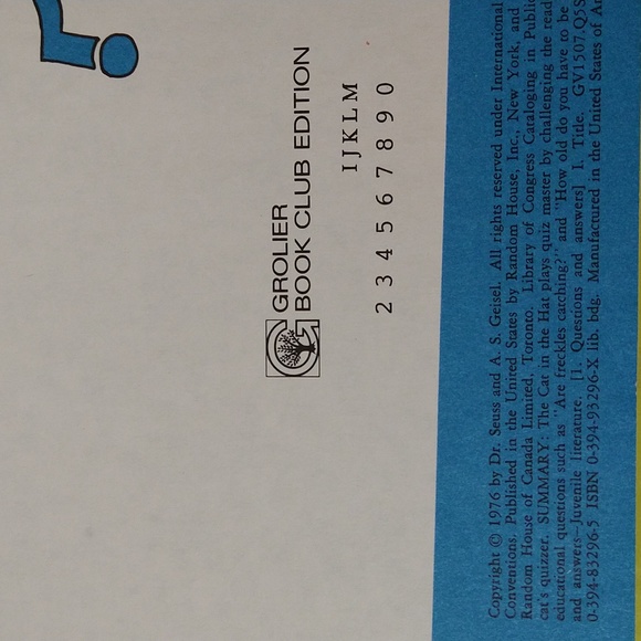 Vintage RARE 1976 Dr. Seuss The Cat's Quizzer BANNED Book - Picture 3 of 4